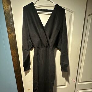 Long sleeve black sweater dress.